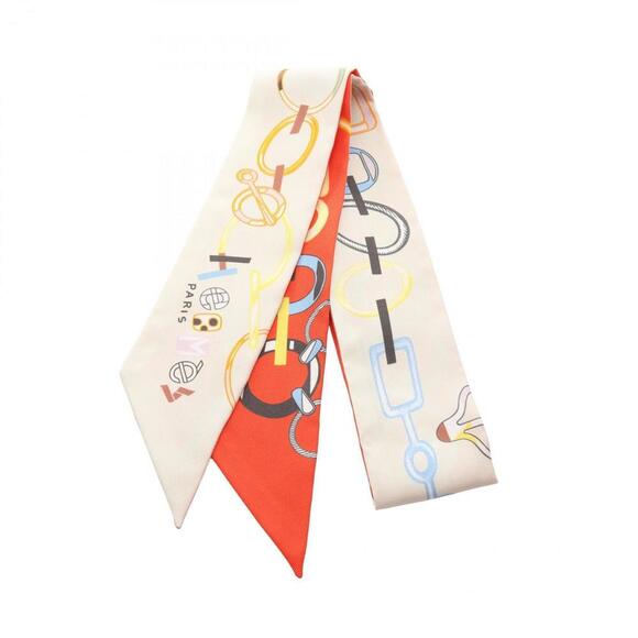 HERMES Cream Silk Scarf - Picture 1 of 3